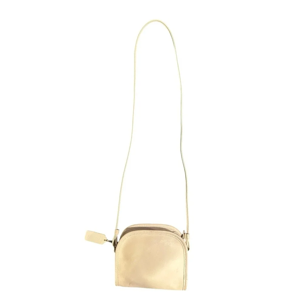 Coach Vintage Shoulder Bag Bone Cream Leather ABBIE ZIP Boho Purse Old Money